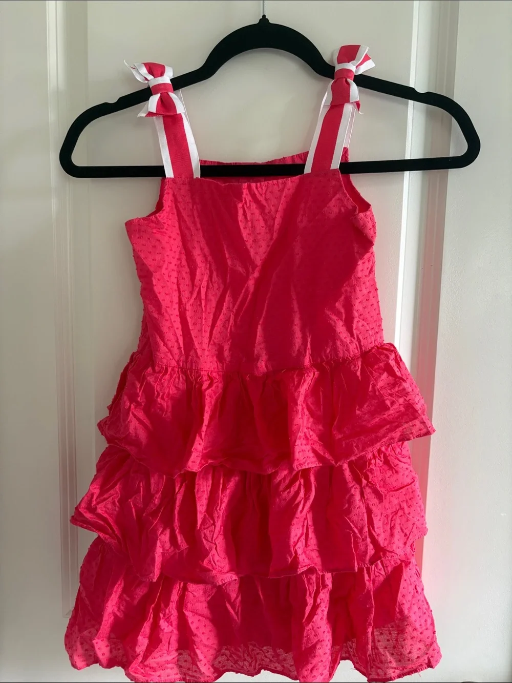 Gymboree Hot Pink Tiered Ruffle Sundress with Bow Straps